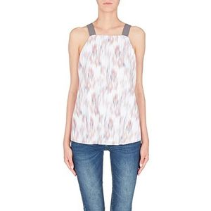 Armani Exchange T-shirt plissé sans manches pour femme, Optc. White Secret Garden, L