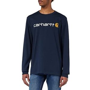 Carhartt Herenshirt met lange mouwen casual pasvorm logo Graphic, Navy Blauw