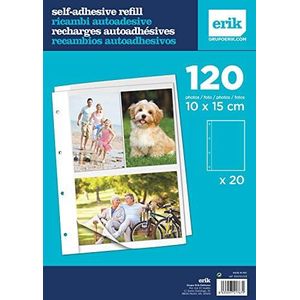 Grupo Erik - Navulverpakking voor fotoalbum – 20 zelfklevende vellen – 120 foto's van 10 x 15 cm max