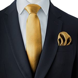 Rael-Brook Satijnen stropdas voor heren, zakdoekenset voor heren, Goud