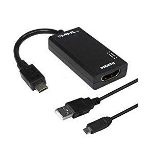 aiino - Micro-USB MHL adapterkabel A HDMI, met film, video, afbeelding, games voor smartphone, tablet-pc op monitor en HD-tv, met micro-USB MHL-poort, zwart