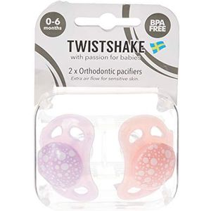 Twistshake Fopspenen, 2 stuks, pastelroze, paars, 6 maanden,
