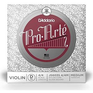 D'Addario Pro-Arte D-snaar voor viool (4/4-formaat, middelstevig, zilver)
