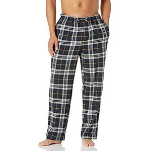 Amazon Essentials Flanellen pyjamabroek voor heren (verkrijgbaar in grote maten), zwart en geel geruit, maat M