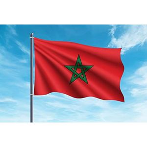 OEDIM Vlag van Marokko, 150 x 85 cm, versterkt met stiksel, vlag met 2 metalen ogen en waterbestendig, rood/groen, LEG06500001
