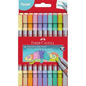 Faber-Castell Set van 10 viltstiften met dubbele punt in pastelkleuren