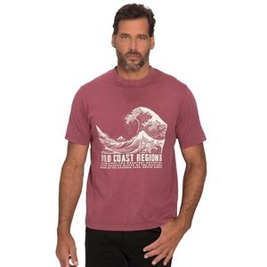 JP 1880 T-shirt à manches courtes pour homme Grandes tailles Taille L-8XL Look vintage Wild Coast Print 818374, Rouge cerise foncé, 3XL