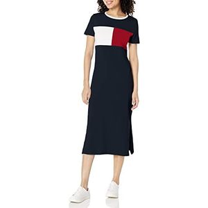 Tommy Hilfiger T-shirt jurk - korte mouwen katoenen zomerjurken voor dames casual jurk dames, Classic Sky Captain Multi