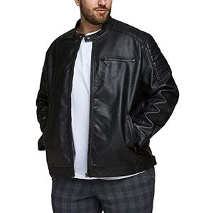 Jack & Jones Jcorocky Jacket PS leren jas voor heren, zwart, maat XXL