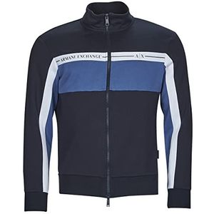 Armani Exchange Sweatshirt van biologisch katoen, niet geborsteld, met kraag en ritssluiting, trainingspak voor heren, marineblauw/marineblauw