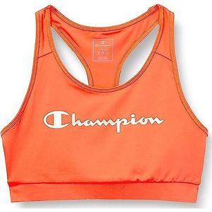 Champion C-Tech Quick Dry Metallic sportbeha voor dames, klein logo, vierkant, medium, ondersteuning, koraal M, Koraal