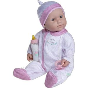 JC Toys Baby Kaukasische 50 cm Kleine Zachte Body Baby Pop De Baby | Wasbare | Afneembare Wit en Roze Outfit met Hoed, Pacifier & Magic Bottle | voor Kinderen vanaf 12 maanden