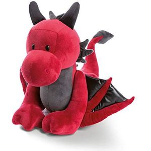 NICI 46714 Eldor pluche dier, draak, 30 cm rechtop, voor meisjes, jongens en baby's, pluizig pluche dier om te spelen, te verzamelen en te knuffelen, comfortabel knuffeldier, rood/zwart, 30 cm