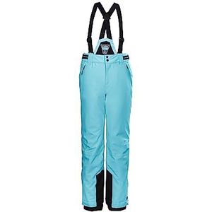 killtec KSW 77 GRLS SKI PNTS 37258-000 skibroek voor meisjes met afneembare slabbetje en sneeuwvanger rok en randbescherming, lichtturquoise, maat 140