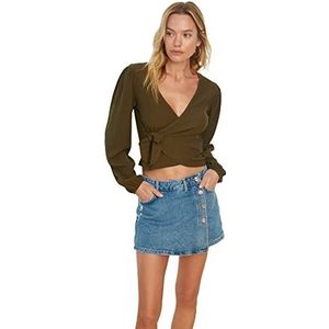 Trendyol Khaki Breasted Blouse voor dames, kaki, XS, Khaki (stad)