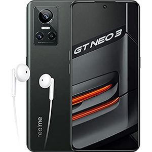realme GT Neo 3 Smartphone, 150 W – 12 + 256 GB 5 G Smartphone, SuperDart 150 W, MTK Dimensity 8100 5 nm, display SuperOLED 120 Hz, camera AI 50 MP, Dual Sim, NFC, asfalt zwart