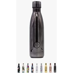 Cool Bottles - Fles van roestvrij staal – 500 ml – chroom grafiet – 26,5 x 7 cm – waterdichte thermosfles – koude dranken 24 uur warme dranken 12 uur – dubbelwandig – BPA-vrij