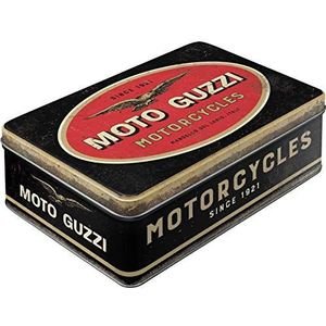 Nostalgic-Art Retro platte doos Moto Guzzi - Motorcycles Logo - cadeau-idee voor motorfans, container met deksel, vintage design, 2,5 liter