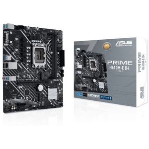ASUS Prime H610M-E D4-CSM LGA 1700 (Intel® 12e en 13e generatie) mATX Commercieel moederbord (PCIe 4.0, DDR4, 2 M.2-sleuven, 1 GB LAN, DisplayPort/HDMI/D-Sub, USB 3.2 Gen 1-poorten, COM-header,