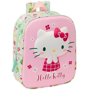 safta Hello Kitty 3D kinderdagverblijf, 3D-rugzak, trolleyrugzak, eenvoudige reiniging, ideaal voor kinderen van verschillende leeftijden, comfortabel en veelzijdig, kwaliteit en sterkte, 22 x 10 x 27