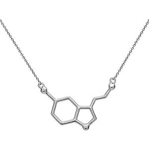 Serebra Jewelry Serotonine molecuul hanger met halsketting | van 925 sterling zilver | zilver, goud, roségoud | chemie, wetenschap, biologie, student | by, zilver, Zonder steen