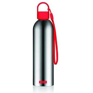 Bodum Melior 12057-57B-913 drinkfles van roestvrij staal, geborsteld/rood, dubbelwandig, schroefsluiting, 0,5 liter