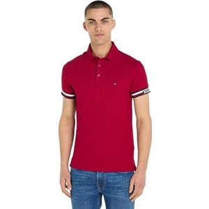 Tommy Hilfiger Monotype poloshirt met vlag revers, slim fit, S/S-poloshirts voor heren, Royal Berry