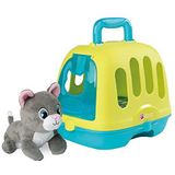 Smoby - 2-in-1 dierenartskoffer - transportkooi - speelgoed voor kinderen - pluche kitten met geluidseffecten - 4 geluiden - 340302, blauw