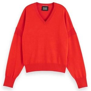 Scotch & Soda Casual trui met V-hals, sweatshirt voor dames, Flame Red 3567
