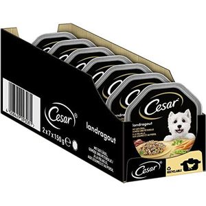 Cesar Landküche Hondenvoer - Kip en Groenten - Set van 2 verpakkingen van 7 blikjes van elk 150 g