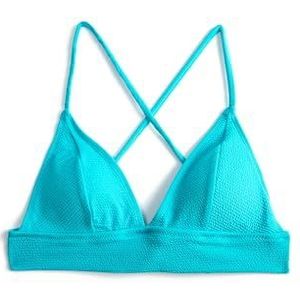 Koton Haut de bikini à bretelles en tissu pour femme, Bleu (699), 44