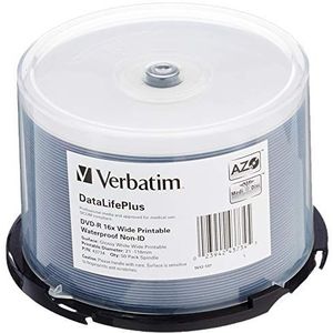 Verbatim DVD-R 16 x Wide Drink Waterproof No ID Brand, Eje + 50 DVD's