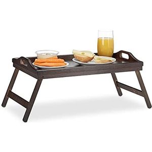 Relaxdays bedtafel bamboe bruin - vouwtafel - dienbladtafel - dienblad bed opstaande rand