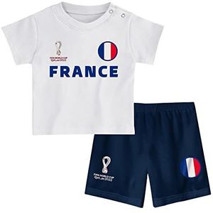 FIFA Officieel FIFA WK 2022 en Frankrijk Home Country Baby T-shirt en shorts set, wit/navy, 3-6 maanden UK