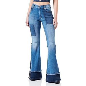 Love Moschino Dames casual broek medium blauw denim 32, Medium blauwe denim