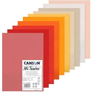 CANSON Halfkleuren-assortiment 10 vellen tekenpapier A4 - 160 g/m² - warme tinten