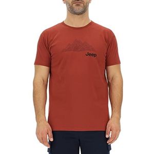 Jeep Heren T-shirt, rood oker/zwart, M, Rood Okje/Zwart
