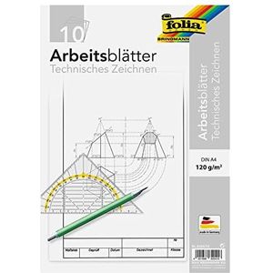 folia 8204/10 - tekenpapier - technisch tekenblok - A4 - 10 vellen - 120 g/m² - wit