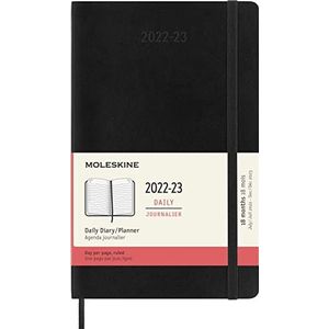 Moleskine 18 maanden dagkalender 2022/2023, L/A5, 1 dag = 1 pagina, Kt, zwart