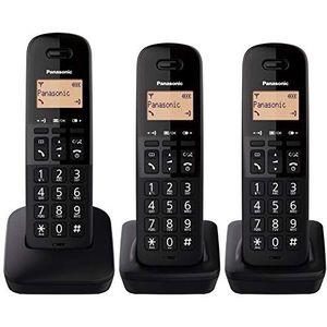 Panasonic KX-TGB613SPB Draadloze vaste telefoon, trio, oproepblokkering, 18 uur gesprek, 200 uur stand-by, 50 contactentelefoonboek, valbestendigheid, kleur zwart