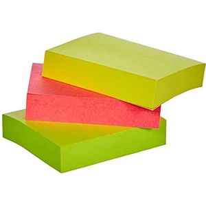 Post-it Notitieblokken 38 mm x 51 mm om op te hangen, neonkleuren, geel, roze, groen, 3 blokken van 100 vellen per blok