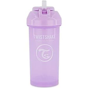 Twistshake Straw Cup drinkbeker met rietje, lekvrij, 360 ml, trainingmok voor baby's met zachte siliconen rietje, ergonomisch, BPA-vrij, 6 maanden en meer, pastelpaars