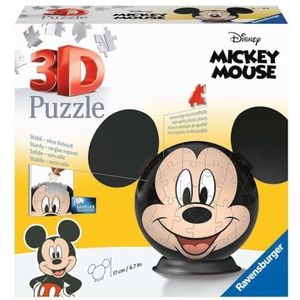 Ravensburger - 3D Ball puzzel - Disney Mickey Mouse - Vanaf 6 jaar - 72 genummerde onderdelen om te monteren zonder lijm - Inclusief standaard en afwerkingsaccessoires - Diameter : 13 cm - 11761