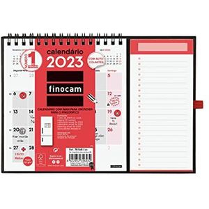 Finocam - Kalender 2023 voor neutrale koelkast met magneet om te schrijven januari 2023 - december 2023 (12 maanden) Portugees