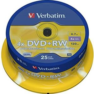 Verbatim 43489 DVD+RW, 4,7 GB, 4x, spindle, 25 stuks