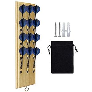 Wandhouder voor dartpijlen met metalen haken, opbergtas voor accessoires, 12 sets stalen darts/zachte punt, onklaar