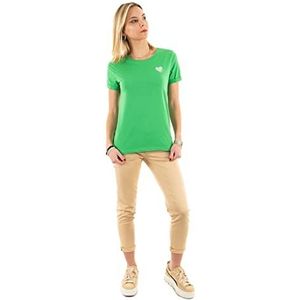 ONLY Dames Onlkita S/S Logo Top Noos T-shirt, Kelly groen bedrukt met zilver glinsterend hart