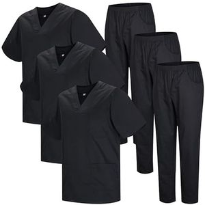 MISEMIYA - 3 stuks - sanitair uniform, uniseks, gezondheids-uniform, uniseks, medische uniform, sanitair, 3-817-8312, Zwart 22
