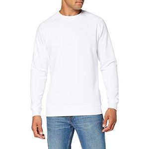 Build Your Brand Sweatshirt met raglanmouwen voor heren met ronde hals en raglanmouwen, Wit