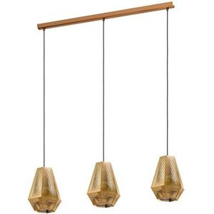 Eglo Hanglamp Chiavica 1, 3-lamps, industrieel, vintage, modern, hanglamp van staal en messing, eettafellamp, woonkamerlamp met E27 fitting, 43228